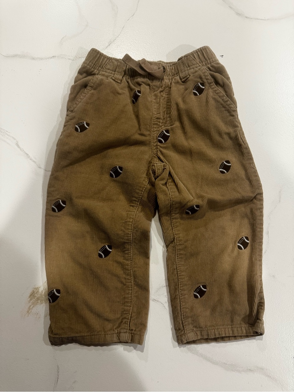 Gymboree Brown Corduroy Pants with Football Embroidery